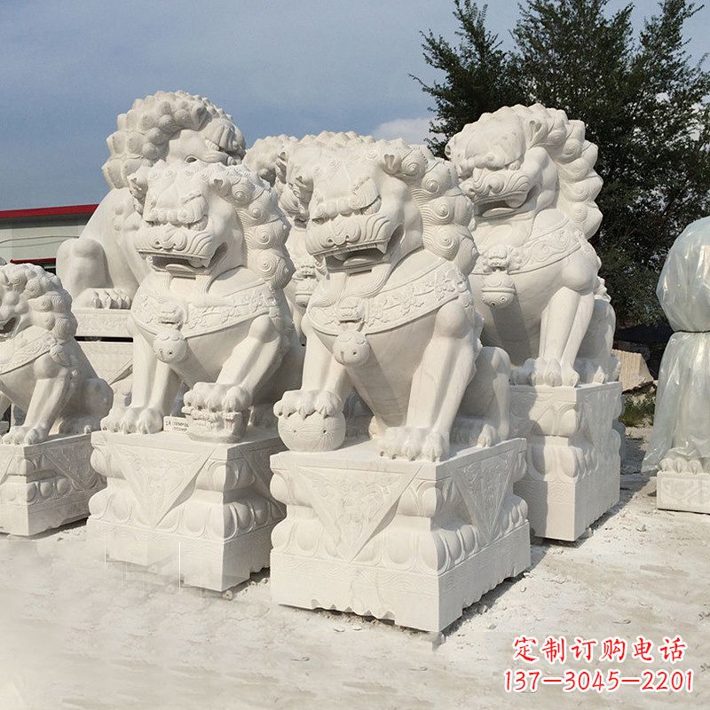 济南历史悠久的汉白玉狮子雕塑