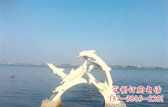 济南精美汉白玉海豚雕塑