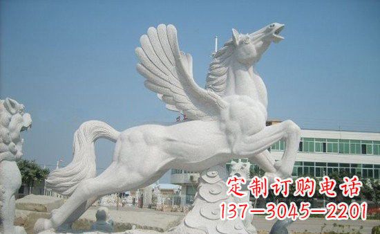 济南精美祥云飞马石雕,古朴大气