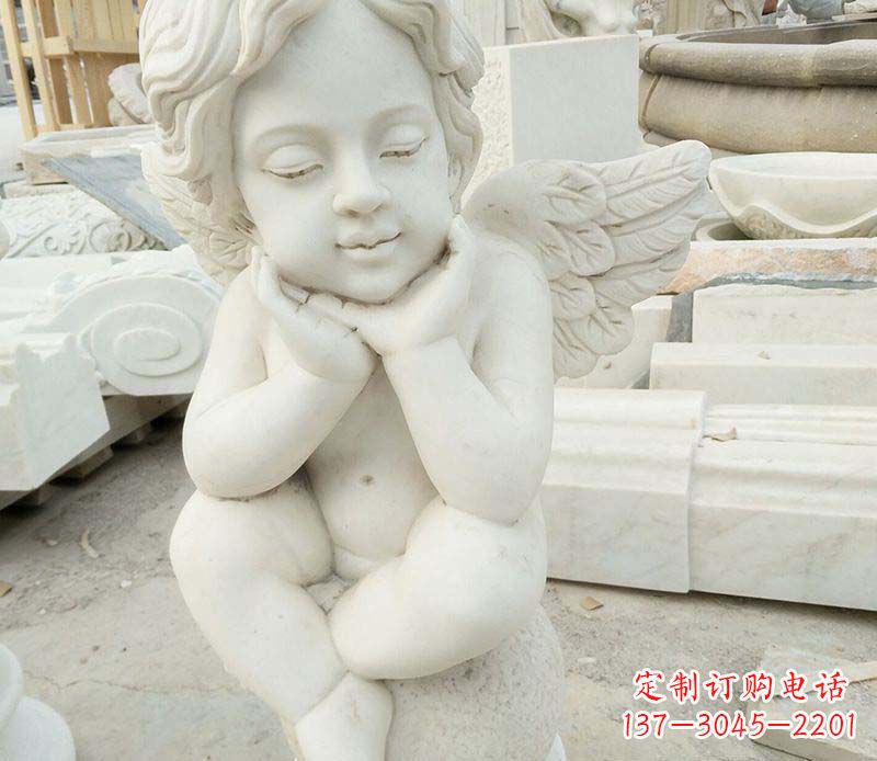 济南汉白玉小天使西方儿童石雕,让孩子们拥有属于自己的天使