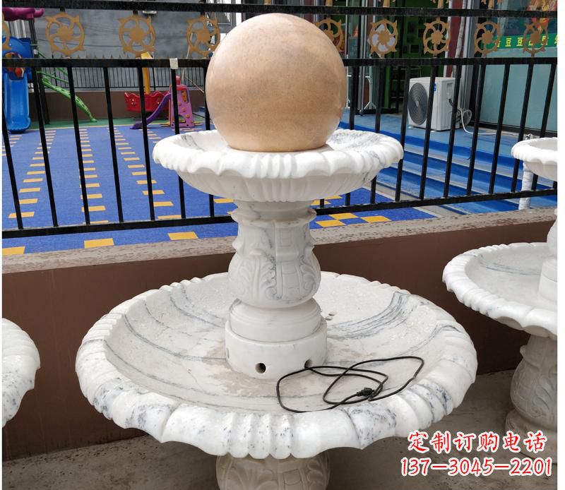 济南高贵典雅的汉白玉风水球雕塑