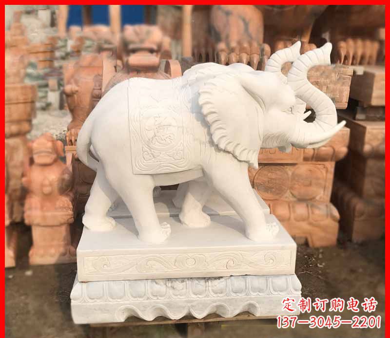 济南汉白玉招财大象雕塑