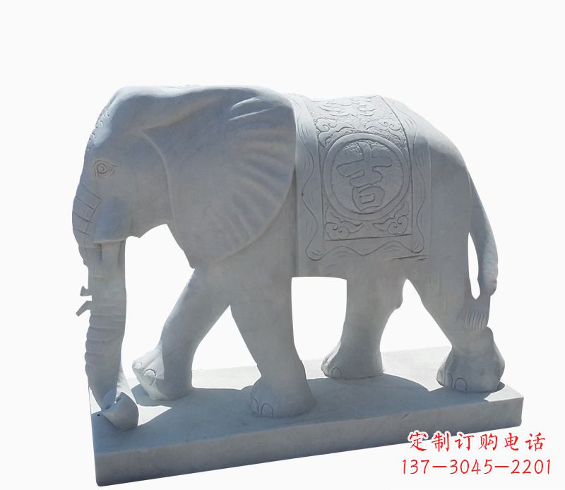 济南桃花开,当铺金,汉白玉大象雕塑,吉祥引财