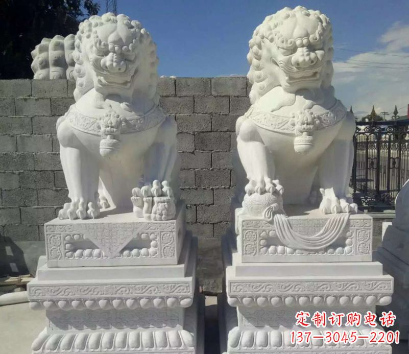 济南汉白玉镇宅狮子石雕塑