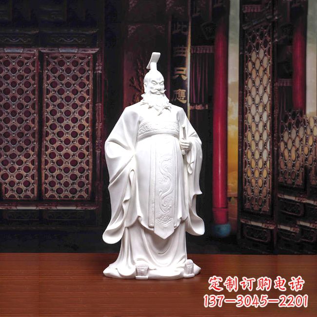 济南汉白玉石雕刻,高贵内敛的汉武帝刘彻汉雕像