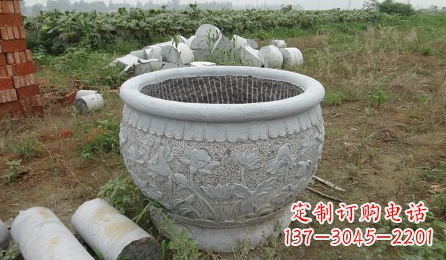 济南荷花花盆公园景观石雕,千般美妙一览无余