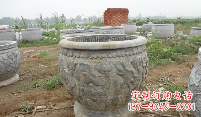 济南荷花花盆公园景观石浮雕
