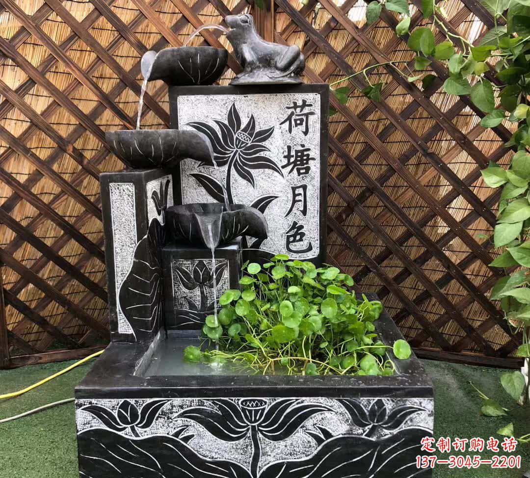 济南荷塘月色景观石雕喷水池