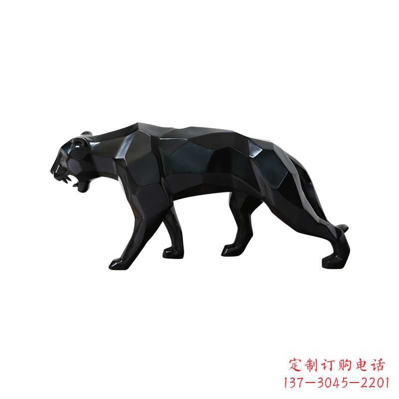 济南黑色魅力,豹子玻璃钢雕塑