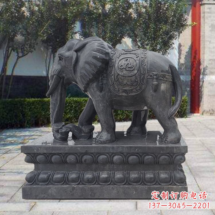 济南黑色大象石雕,独特雕塑制作享受