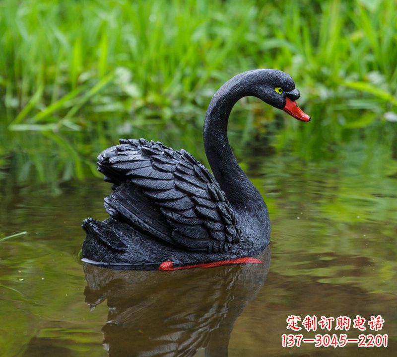 济南黑天鹅展翅款-玻璃钢仿真天鹅摆件