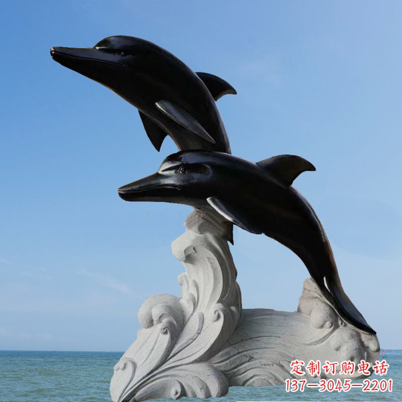 济南黑曜石海豚石雕,让您的家园更加精美