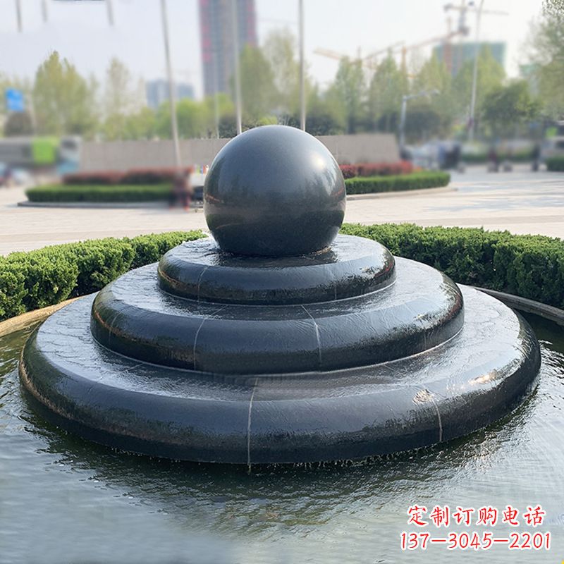 济南黑曜石风水球:精美雕塑装点繁华都市