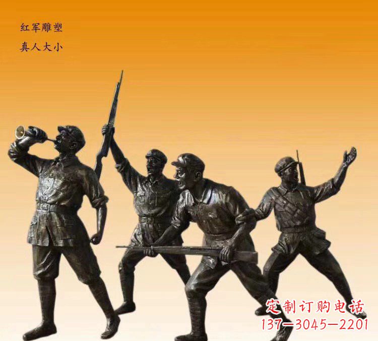 济南红军打仗冲锋文化铜雕