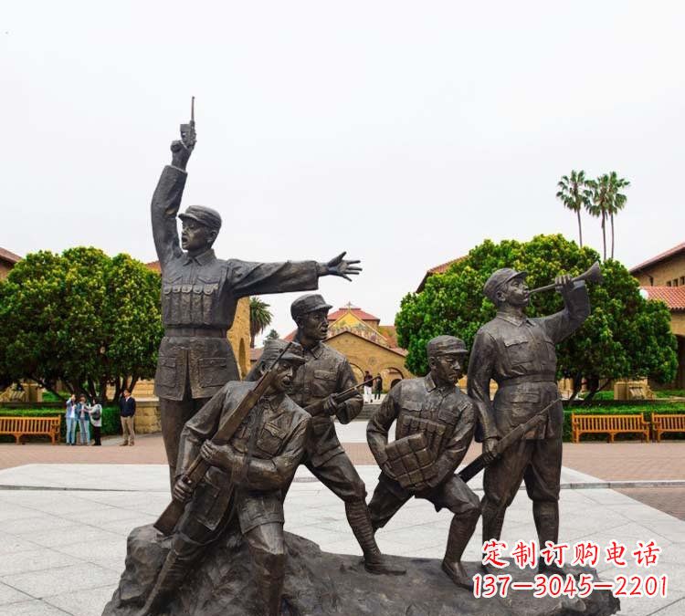 济南红军打仗冲锋纪念铜雕