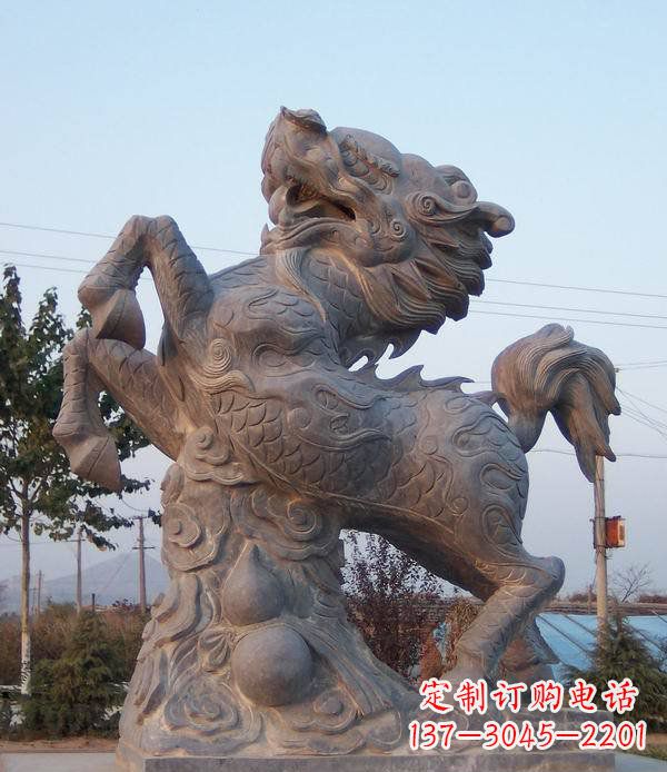 济南精美独特的麒麟神兽石雕
