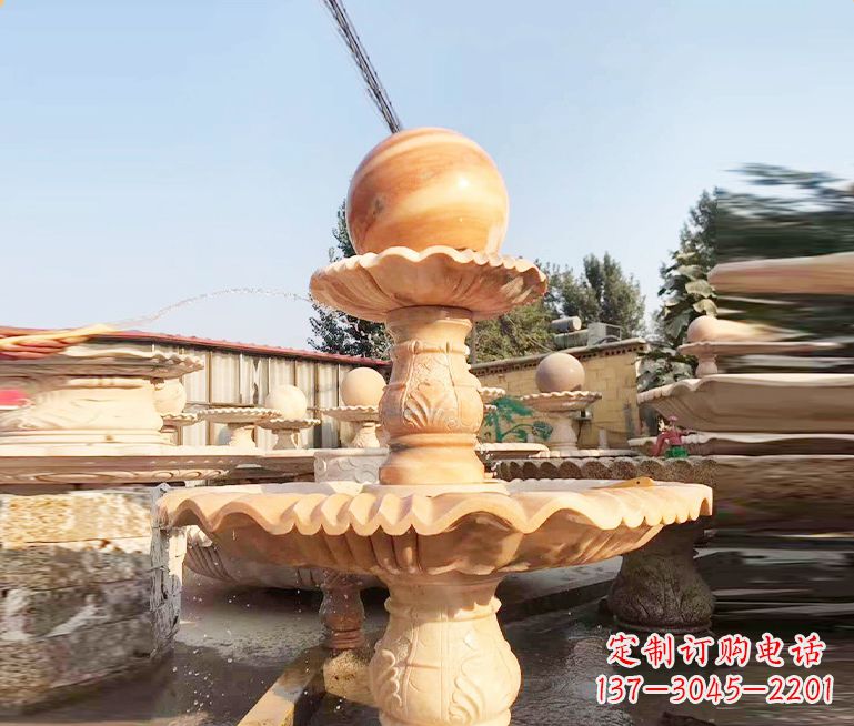 济南湖北石雕风水球喷泉——精品水泵雕塑