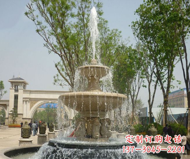 济南户外多层喷泉石雕_2