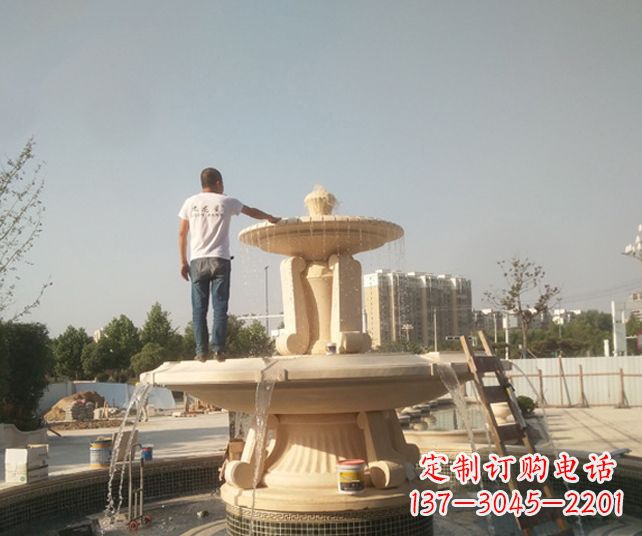 济南户外多层喷泉石雕_1