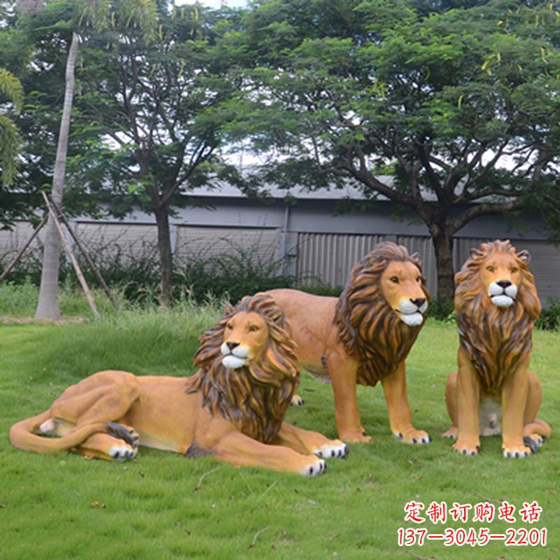 济南把公园里的斗勇气释放出来--领雕金刚户外仿真狮子雕塑