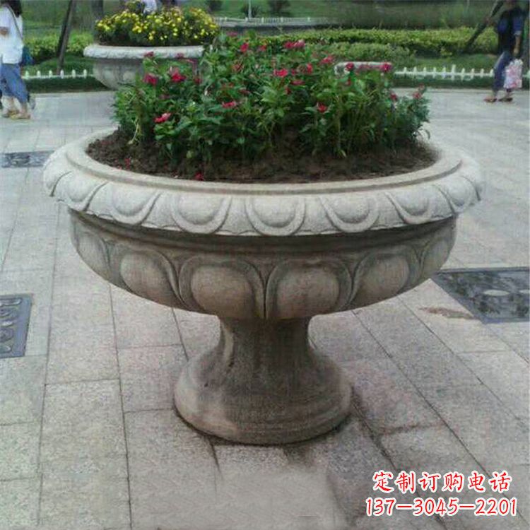 济南中领雕塑:精美花岗岩公园石雕花盆