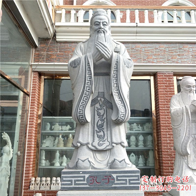 济南花岗岩石雕校园孔子雕像