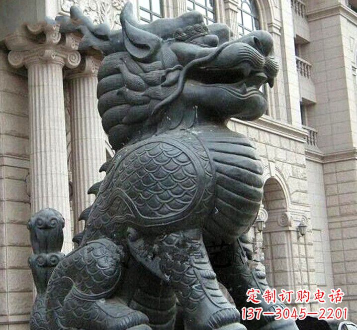 济南富有神韵的煞铜麒麟雕塑