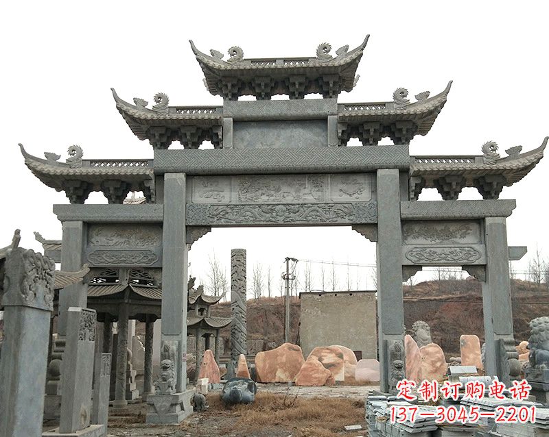 济南黄冈石雕牌坊--专业定制牌坊雕塑