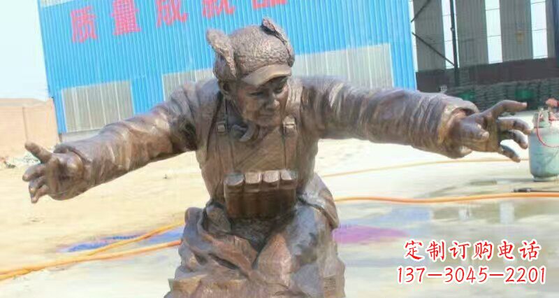 济南荣耀时刻,纪念经典——黄继光校园英雄人物铜雕