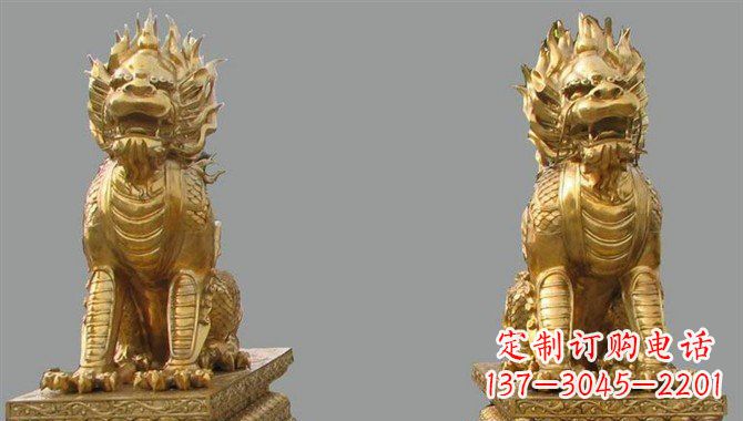 济南精致黄铜麒麟雕塑,带来招财运