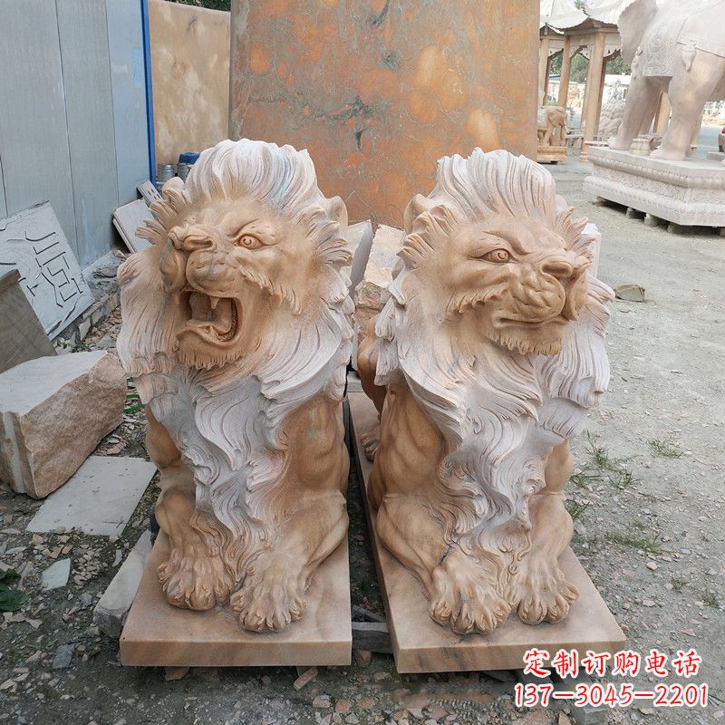 济南风格多样的狮子雕塑