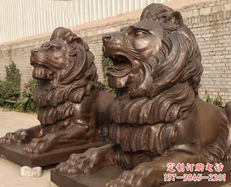 济南汇丰铜雕狮子,威武雄壮
