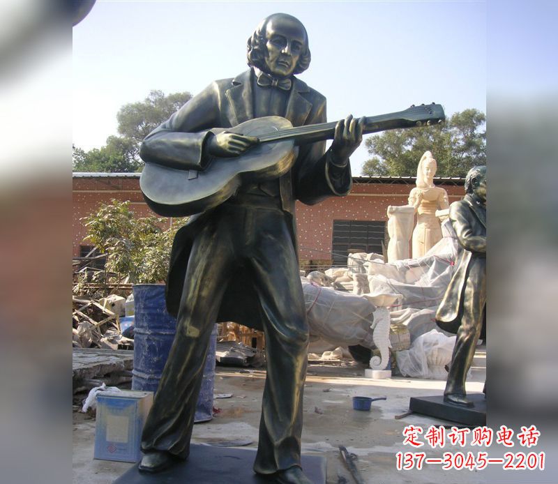 济南吉他演奏人物景观铜雕