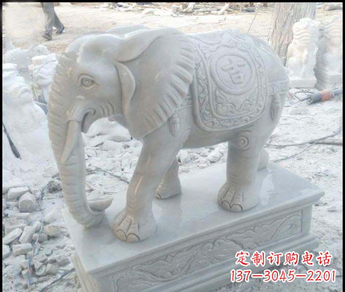 济南高端大象汉白玉雕塑