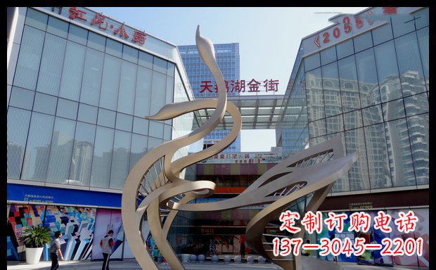 济南高雅大气的不锈钢抽象天鹅雕塑