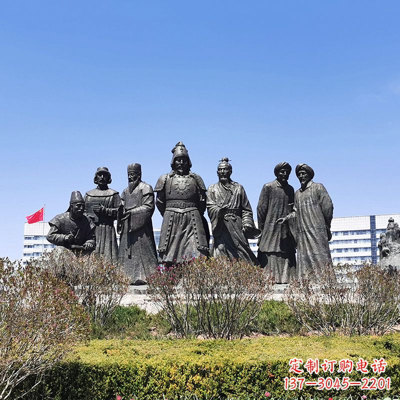 济南景区公园成吉思汗人物群景观铜雕