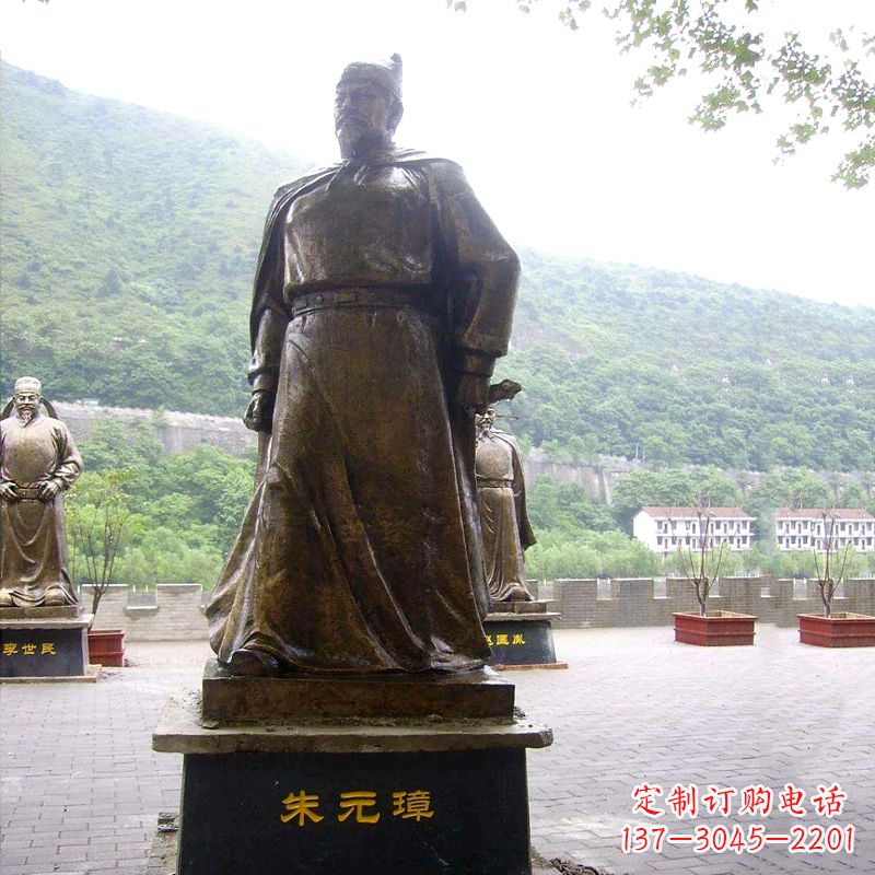 济南景区广场古代帝王明太祖朱元璋铜雕塑像