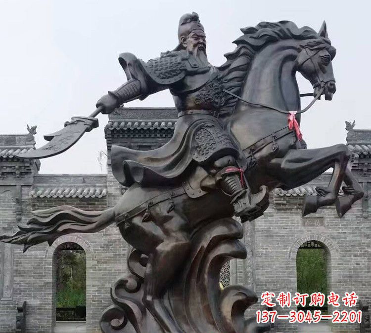 济南景区景点铸铜大型骑马关公