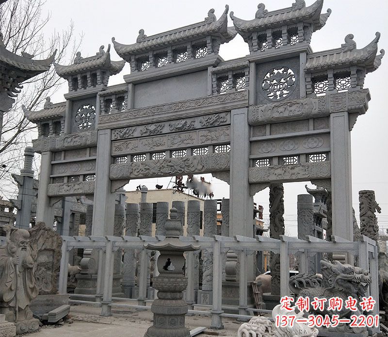 济南京中领雕塑:牌坊石雕定制