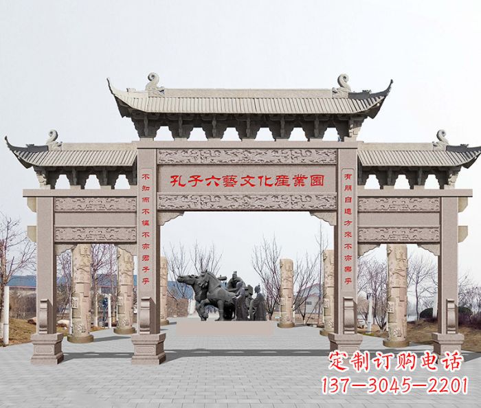 济南景区三门石雕牌坊-高质美观可靠的雕塑装置