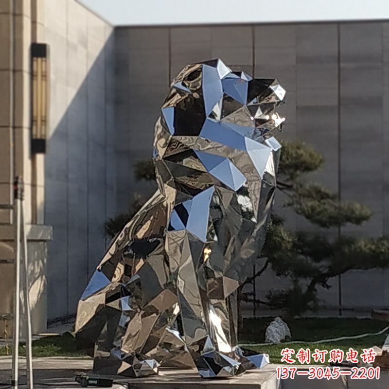济南现代狮子雕塑,金属时尚与艺术完美结合