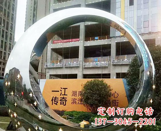 济南让您的空间脱颖而出!时尚镜面不锈钢圆环景观雕塑