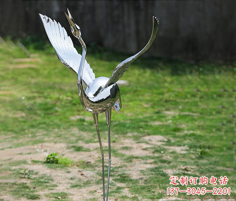 济南酒店丹顶鹤展翅不锈钢雕塑112