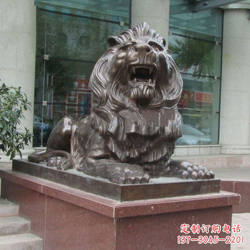 济南酒店门口看门港币狮子铜雕塑