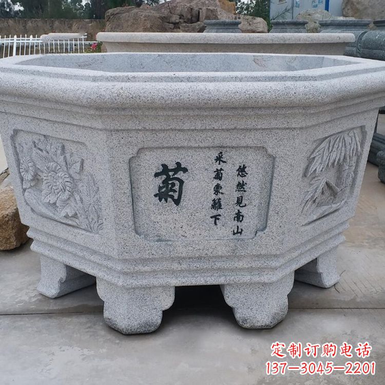 济南精美砂岩花盆雕塑,点缀精致家居