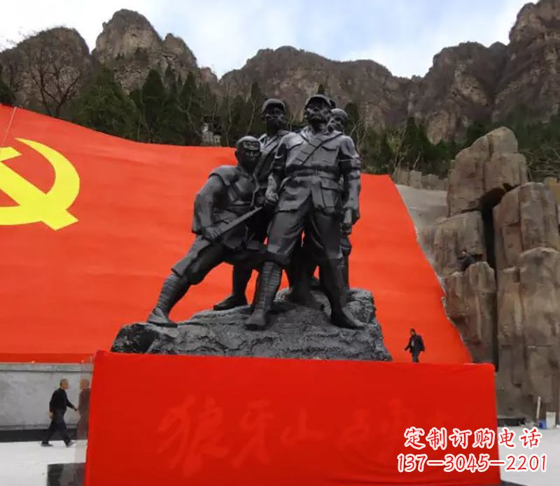 济南狼牙山五壮士烈士铜雕,永载革命先烈光辉