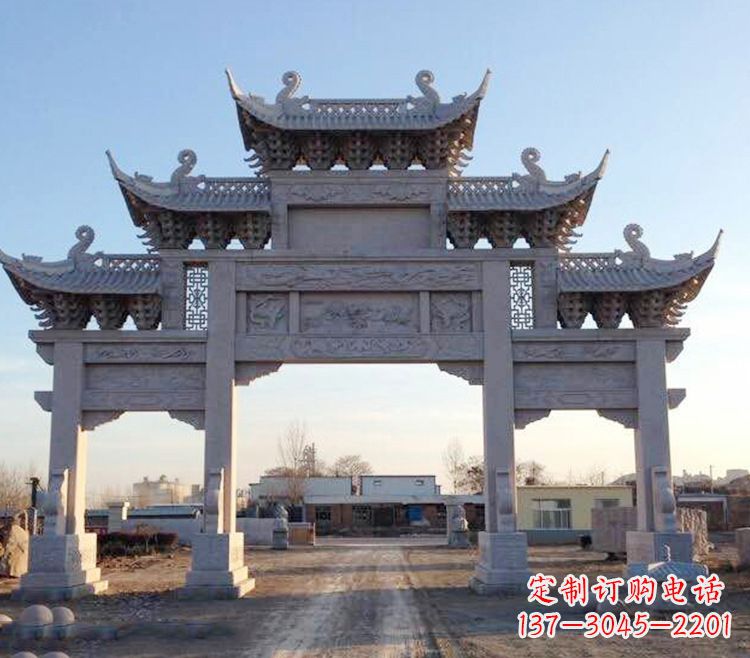 济南传承创新,老石牌坊雕塑定制