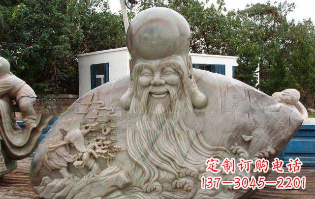 济南大型寿星胸像石雕,体现特定文化精神