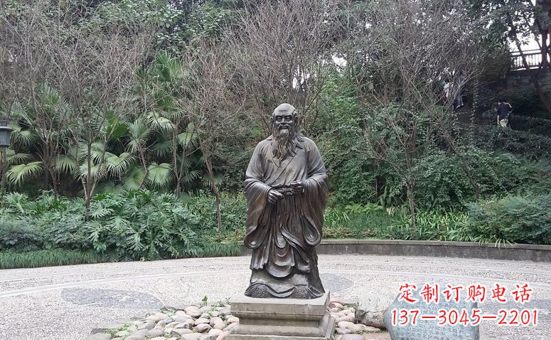 济南品尝古典:中领雕塑老子铜雕