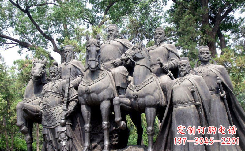济南李世民领兵名人铜雕,永久流传霸业辉煌